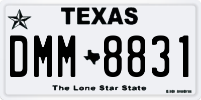 TX license plate DMM8831
