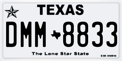 TX license plate DMM8833