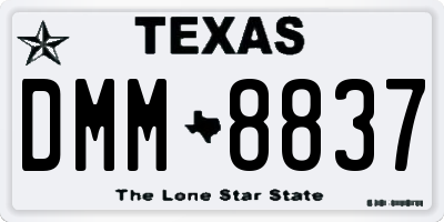 TX license plate DMM8837