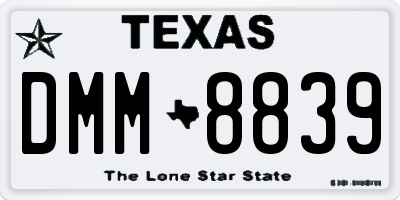 TX license plate DMM8839