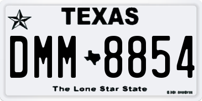 TX license plate DMM8854