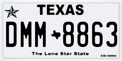 TX license plate DMM8863