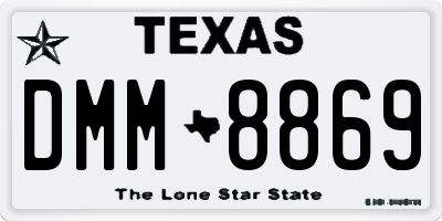 TX license plate DMM8869