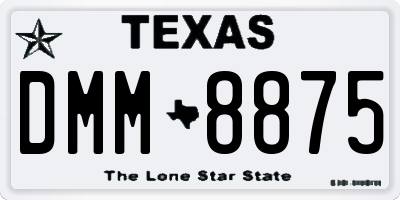 TX license plate DMM8875