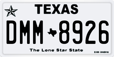 TX license plate DMM8926