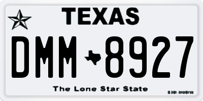 TX license plate DMM8927