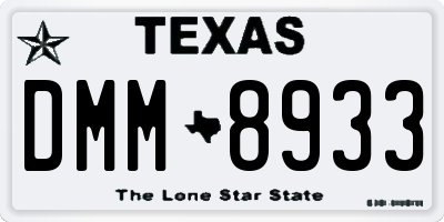 TX license plate DMM8933