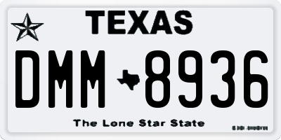 TX license plate DMM8936