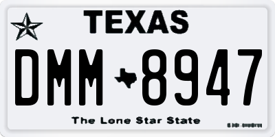 TX license plate DMM8947