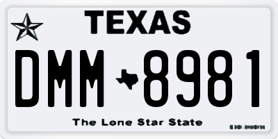 TX license plate DMM8981