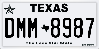 TX license plate DMM8987