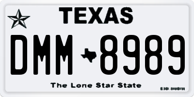 TX license plate DMM8989