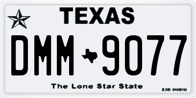 TX license plate DMM9077
