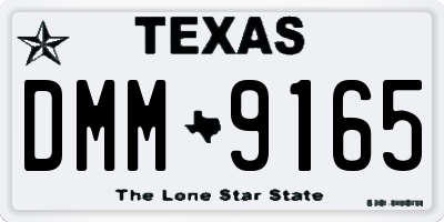TX license plate DMM9165