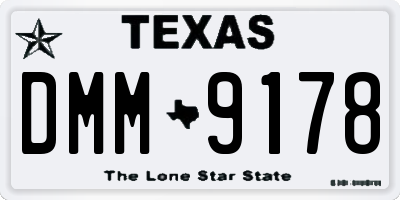 TX license plate DMM9178