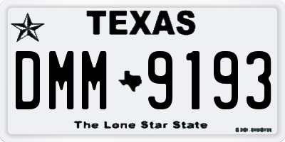 TX license plate DMM9193