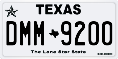 TX license plate DMM9200