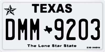 TX license plate DMM9203