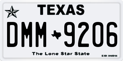 TX license plate DMM9206