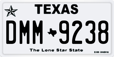 TX license plate DMM9238