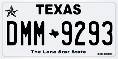TX license plate DMM9293
