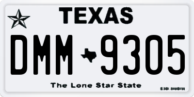 TX license plate DMM9305