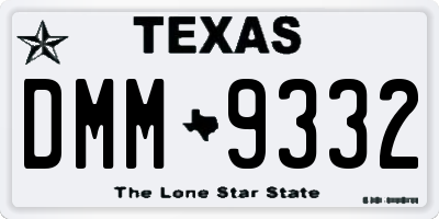 TX license plate DMM9332