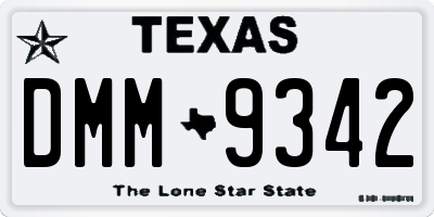 TX license plate DMM9342