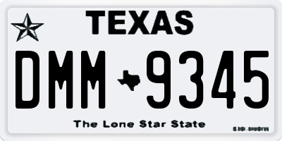 TX license plate DMM9345
