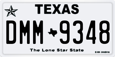 TX license plate DMM9348
