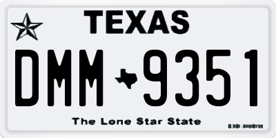 TX license plate DMM9351