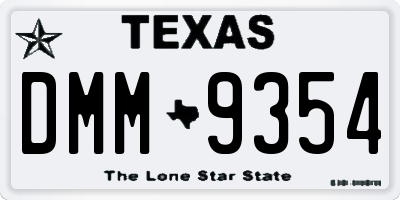 TX license plate DMM9354