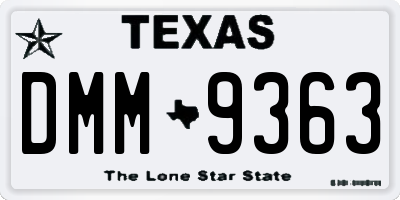 TX license plate DMM9363
