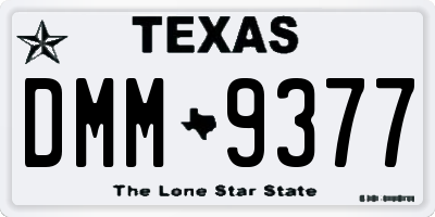 TX license plate DMM9377