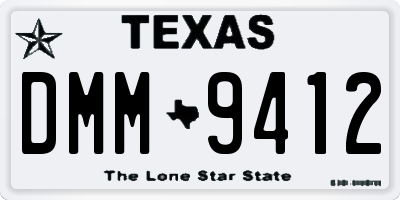 TX license plate DMM9412