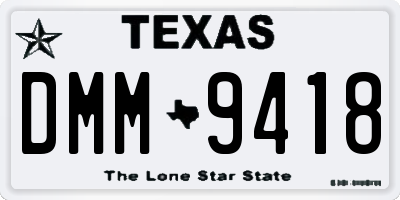 TX license plate DMM9418
