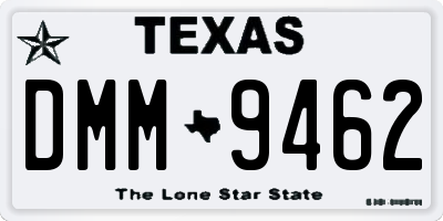 TX license plate DMM9462