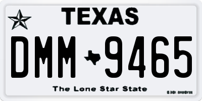 TX license plate DMM9465