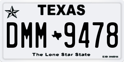 TX license plate DMM9478