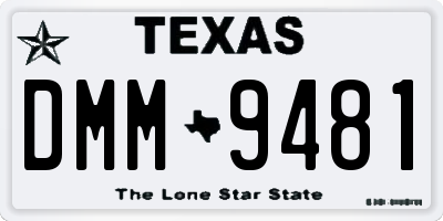 TX license plate DMM9481