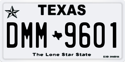 TX license plate DMM9601
