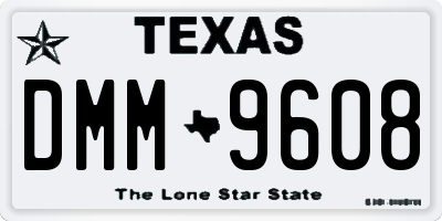 TX license plate DMM9608