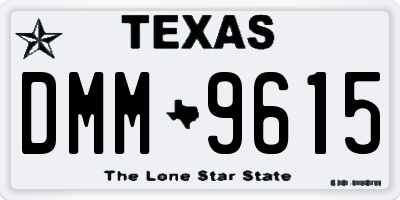 TX license plate DMM9615