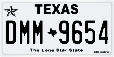 TX license plate DMM9654