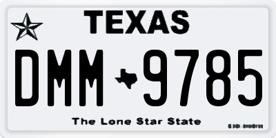 TX license plate DMM9785