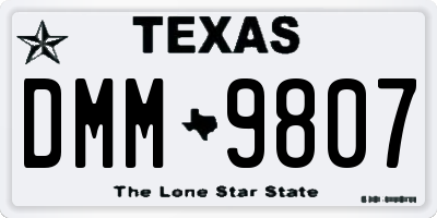 TX license plate DMM9807