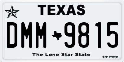 TX license plate DMM9815