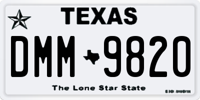 TX license plate DMM9820