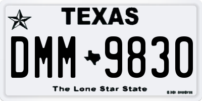 TX license plate DMM9830