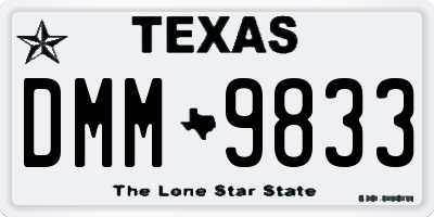 TX license plate DMM9833